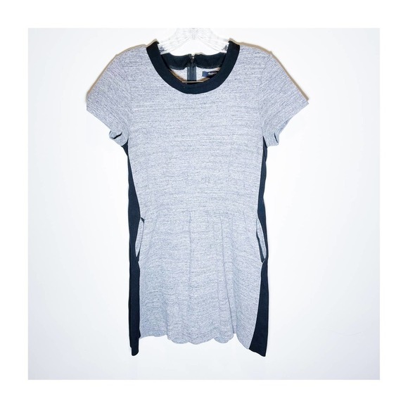 Madewell Salt and Pepper Short Sleeve Dress Black Trim SZ 6 - Picture 1 of 6